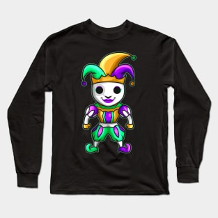 Cute Kawaii Jester With Mask For Mardi Gras Long Sleeve T-Shirt